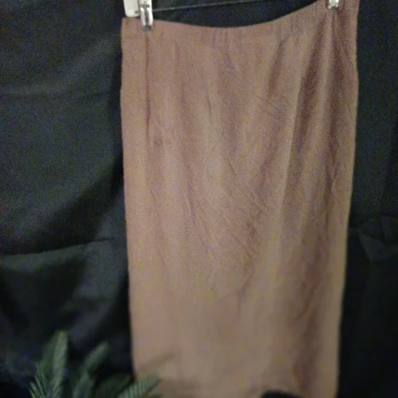 90s Vintage Hugo Buscati Taupe Silk Skirt sz lg - Picture 10 of 11